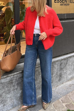 Load image into Gallery viewer, Red Cardigan Long Sleeve Knitted Sweater Jacket
