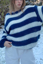 Load image into Gallery viewer, Loose Navy Stripe Knit Sweater

