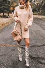 Load image into Gallery viewer, Turtleneck Long Sleeves Ribbed Knit Sweater Dress

