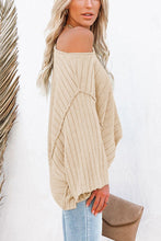 Load image into Gallery viewer, Apricot Ribbed Knit 3/4 Sleeve Pullover Sweater
