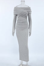 Load image into Gallery viewer, Sexy Ruched Off Shoulder Long Sleeves Bodycon Maxi Dress
