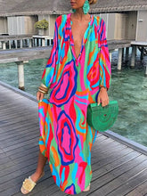Load image into Gallery viewer, Loose Tropical Print Long Sleeves Maxi Dress
