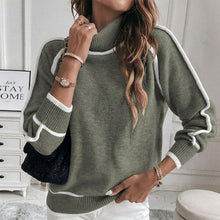 Load image into Gallery viewer, Gray and White Contrast Hem Knit Sweater
