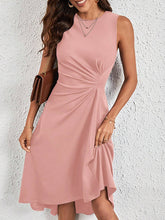 Load image into Gallery viewer, Sleeveless Asymmetric Pleated Split-Joint Midi Dress
