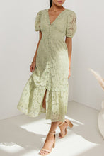 Load image into Gallery viewer, Lace Buttons V Neck A Line Midi Dress

