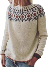 Load image into Gallery viewer, Fair Isle Casual Boho Knit  Crewneck Long Sleeve Sweater

