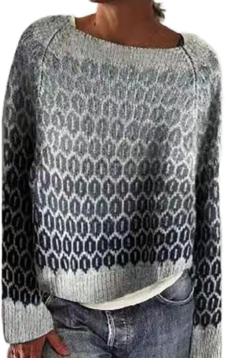 Gradient Printed Long Sleeve Sweater