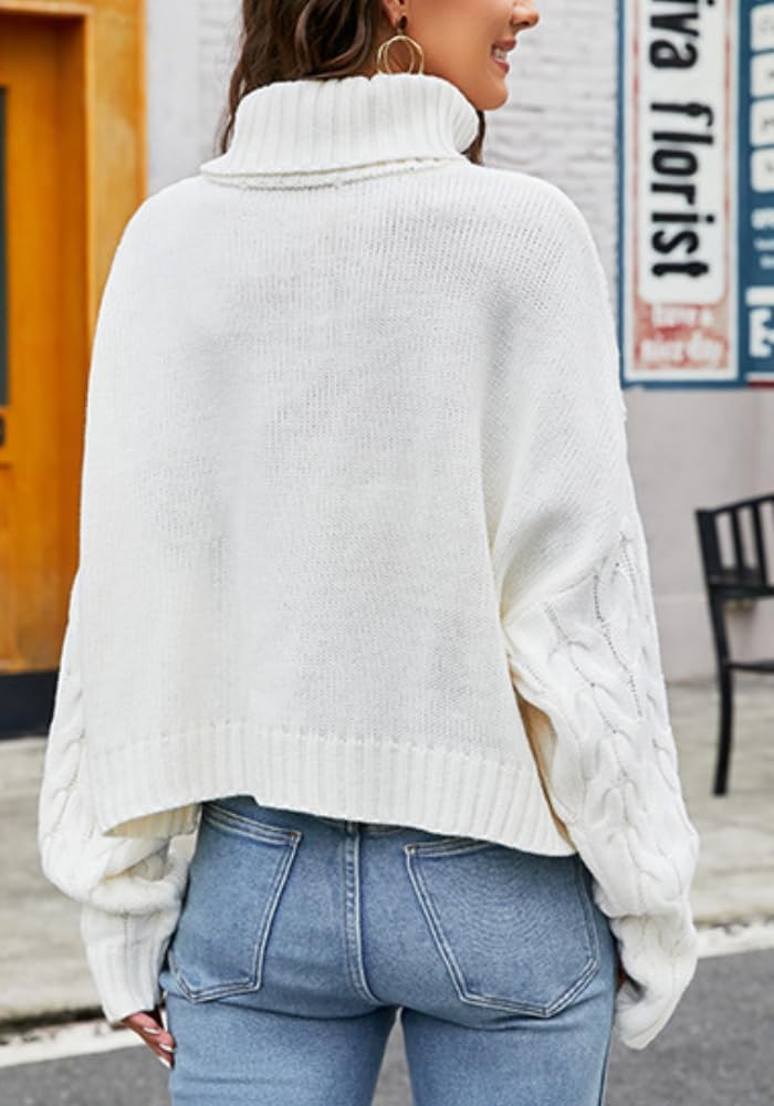 Casual High Neck Cropped Knit Pullover Sweater