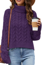 Load image into Gallery viewer, Casual High Neck Cropped Knit Pullover Sweater
