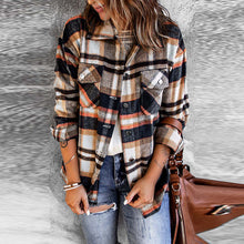 Load image into Gallery viewer, Plaid Button Front Shirt Jacket with Breast Pockets
