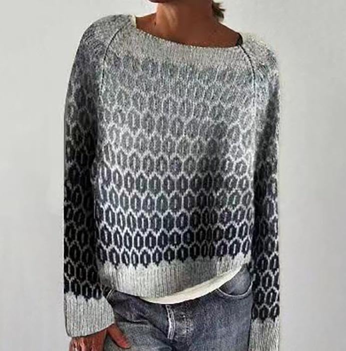 Gradient Printed Long Sleeve Sweater