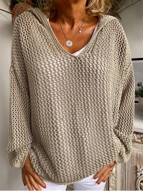 Loose Hooded Long Sleeve Sweater