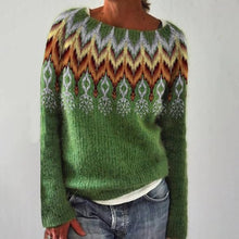Load image into Gallery viewer, Vintag Casual Crew Neck Long Sleeve Chevron Sweater
