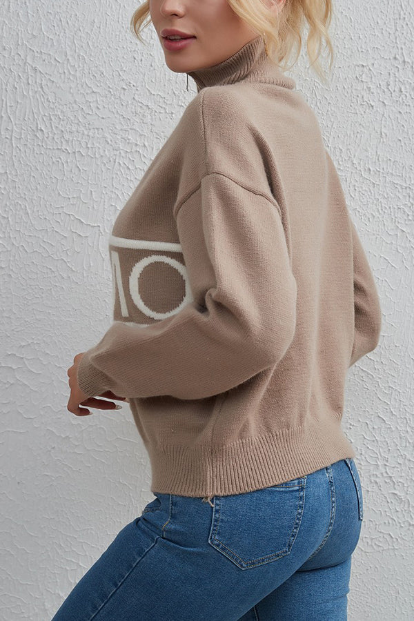Elegant Design Letter Knit Sweater