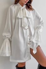 Load image into Gallery viewer, Elegant Lace Up Buckle Ribbon Collar Loose Mini Dress
