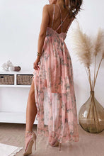 Load image into Gallery viewer, Sweet Floral Backless V Neck Irregular High Low Midi Dress

