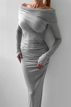 Load image into Gallery viewer, Sexy Ruched Off Shoulder Long Sleeves Bodycon Maxi Dress
