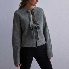 Load image into Gallery viewer, Loose Long Sleeve Lace-up Knitted Cardigan
