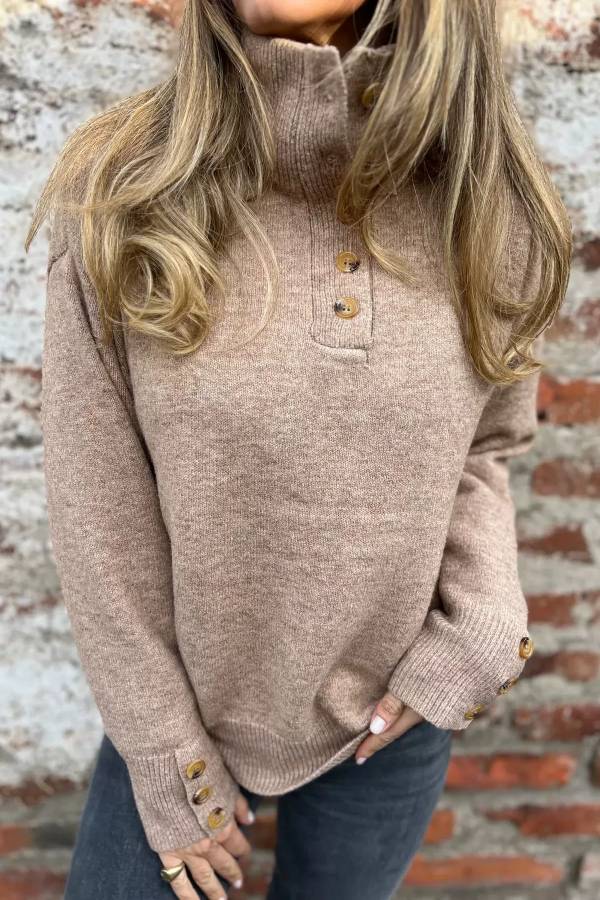 Collar Buttons Casual Loose Sweater