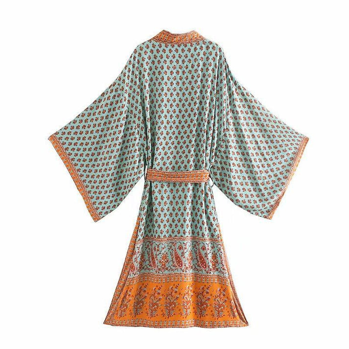 Boho Floral Patterns Kimono Cover Up