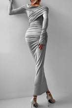 Load image into Gallery viewer, Sexy Ruched Off Shoulder Long Sleeves Bodycon Maxi Dress

