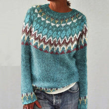 Load image into Gallery viewer, Winter Fall Wave Print Vintage Casual Loose Long Sleeve Knitted Sweater
