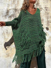 Load image into Gallery viewer, Chic Knit Fringe Detail Tassel Trim Pockets Loose Sweater
