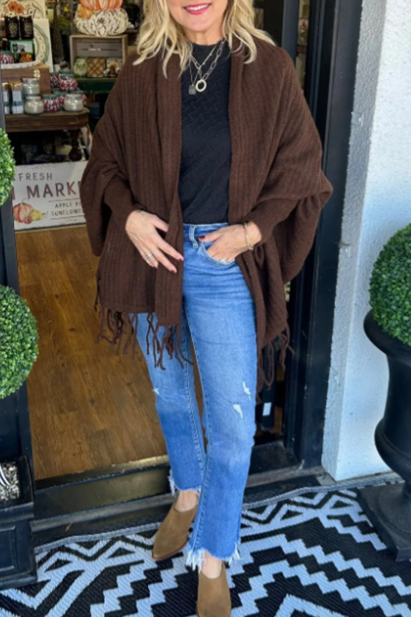 Casual Fringed Trim Irregular Cardigan Outerwear
