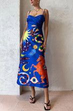 Load image into Gallery viewer, Unique Printed Spaghetti Straps Midi Dress
