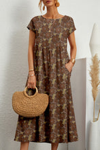 Load image into Gallery viewer, Casual Floral Pocket Round Neck Midi Dress
