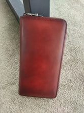Load image into Gallery viewer, Handmade Long Leather Wallet Purse Large Capcity Multi Cards Zipper Soft Clutch for Women
