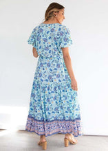 Load image into Gallery viewer, Blue Print Tiered Maxi Dress
