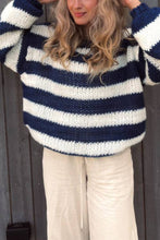 Load image into Gallery viewer, Loose Navy Stripe Knit Sweater
