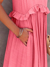 Load image into Gallery viewer, Ruffled Sleeveless Tiered Maxi Dress with Pockets
