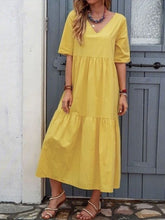 Load image into Gallery viewer, Simple Casual Short Sleeves Tiered Midi Dress
