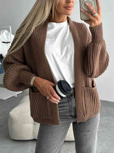 Load image into Gallery viewer, Loose V-neck Long-sleeved Casual Knitted Cardigan
