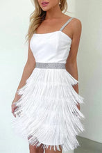 Load image into Gallery viewer, Sexy Sequins Straps Tassel Tiered Mini Party Dress

