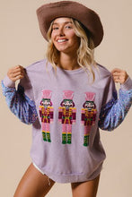Load image into Gallery viewer, Pink Christmas Nutcracker Sequin Sleeve Sweatshirt
