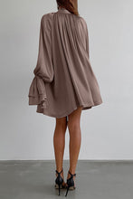 Load image into Gallery viewer, Elegant Lace Up Buckle Ribbon Collar Loose Mini Dress
