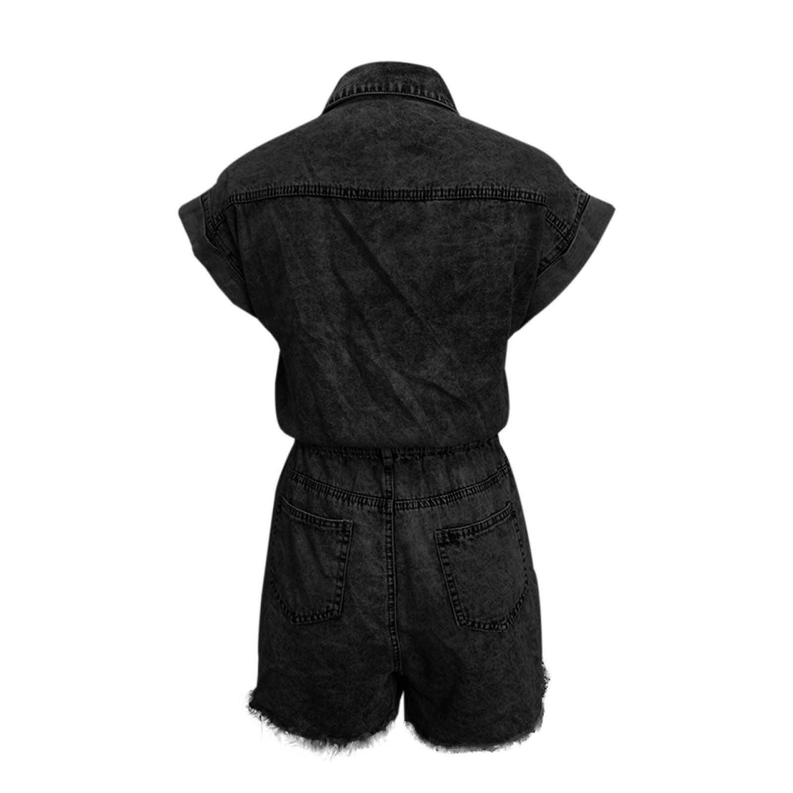 Casual Denim Button Down Romper