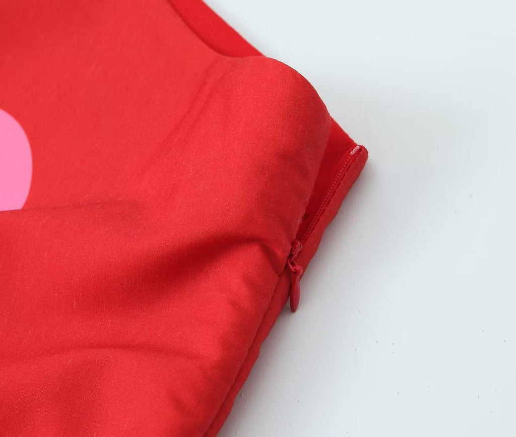 Red Floral Cut Out Midi Dress