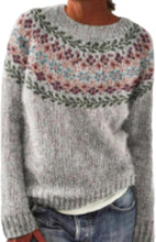 Load image into Gallery viewer, Tribal Floral Geometry Icelandic Knit Pullover Sweater
