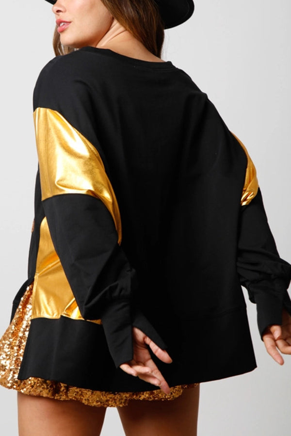 Christmas Sequined  Boots Long-sleeved Casual Sweatshirt