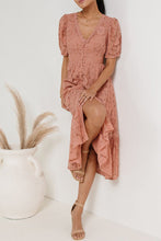 Load image into Gallery viewer, Lace Buttons V Neck A Line Midi Dress
