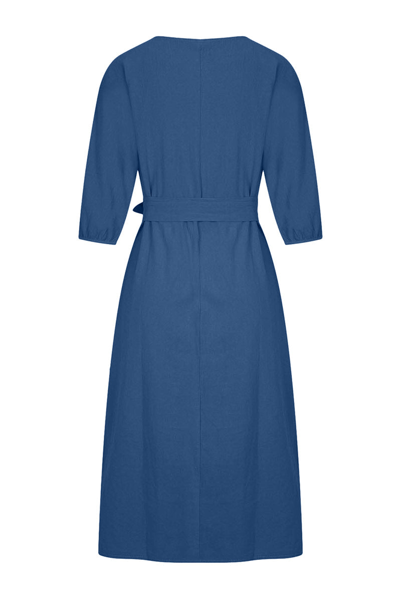 Casual Daily Roun Neck 3/4 Sleeves Midi Dress