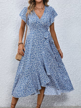 Load image into Gallery viewer, Floral Surplice Neck Tied Midi Dress
