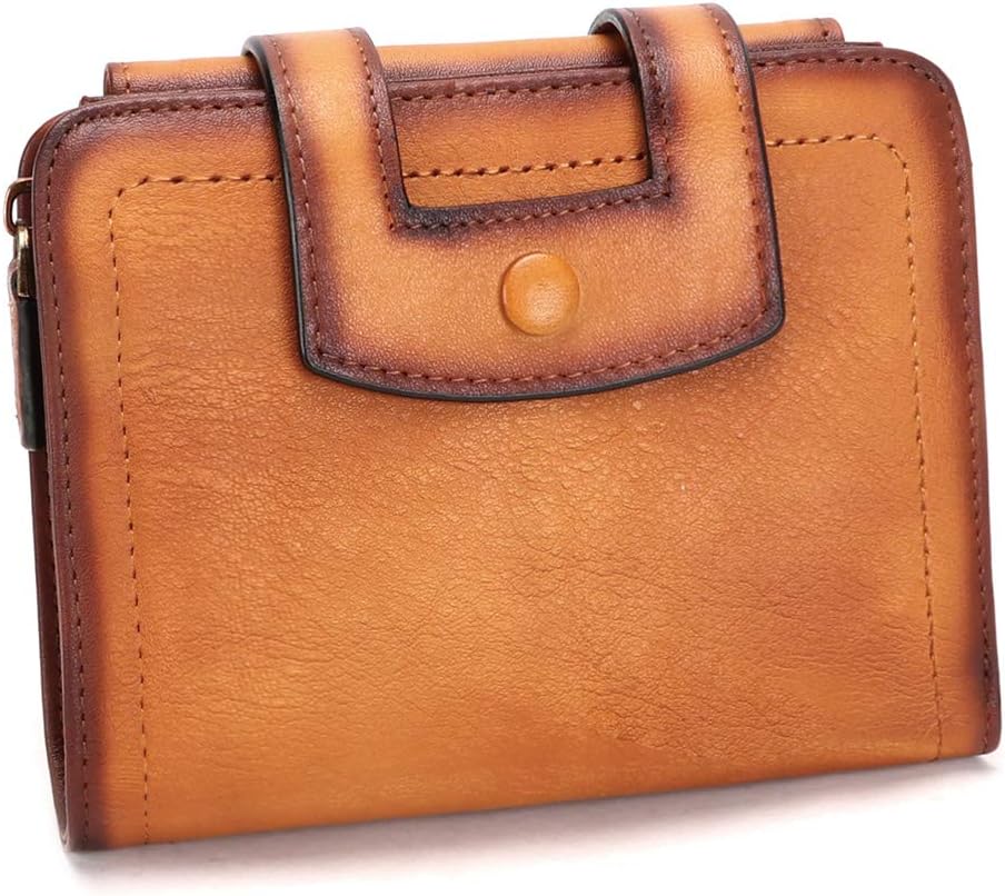 Short Leather Wallets for Women RFID Blocking Vintage Handmade Soft Purse Small Clutch Money Clip