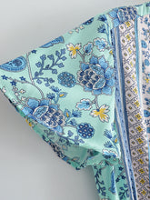 Load image into Gallery viewer, Blue Floral Print Mini Dress Sundress
