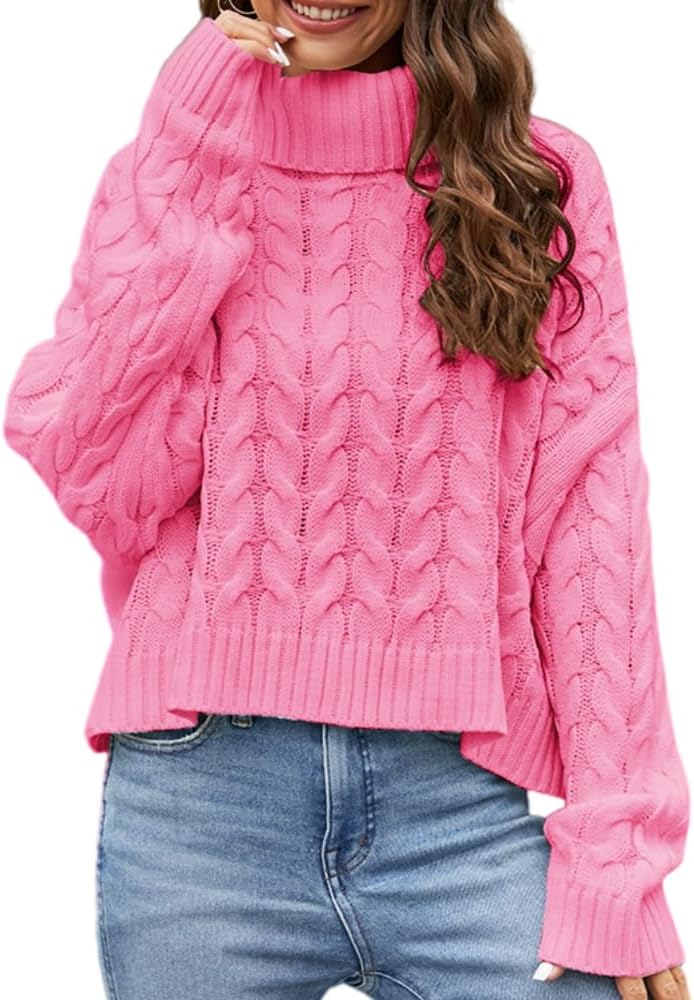 Casual High Neck Cropped Knit Pullover Sweater