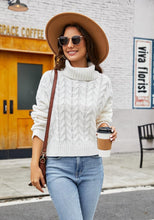 Load image into Gallery viewer, Casual High Neck Cropped Knit Pullover Sweater
